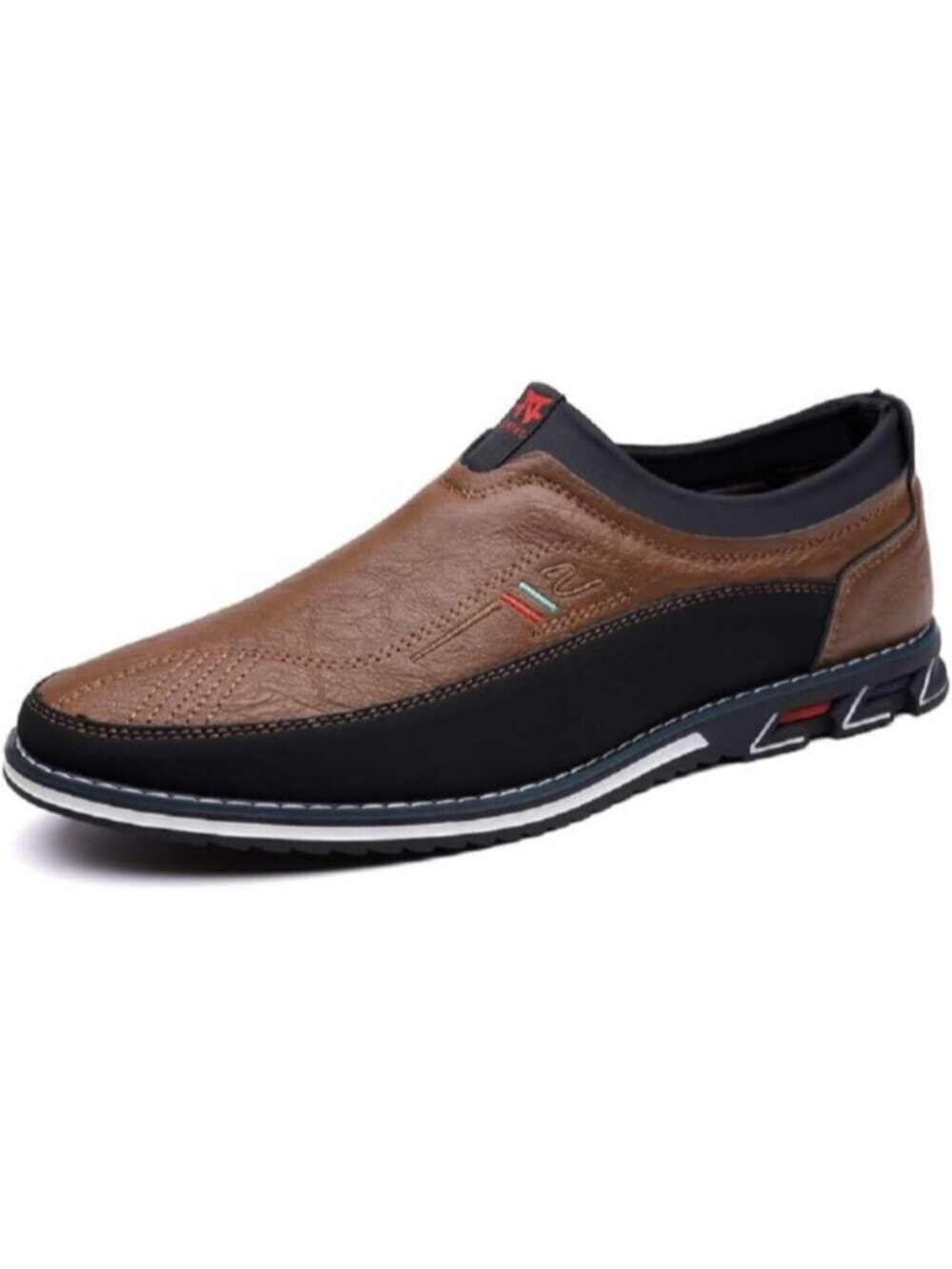 Men's Brown Textured Pebbled Leather Pointed Toe Comfort Driving Loafers Shoes